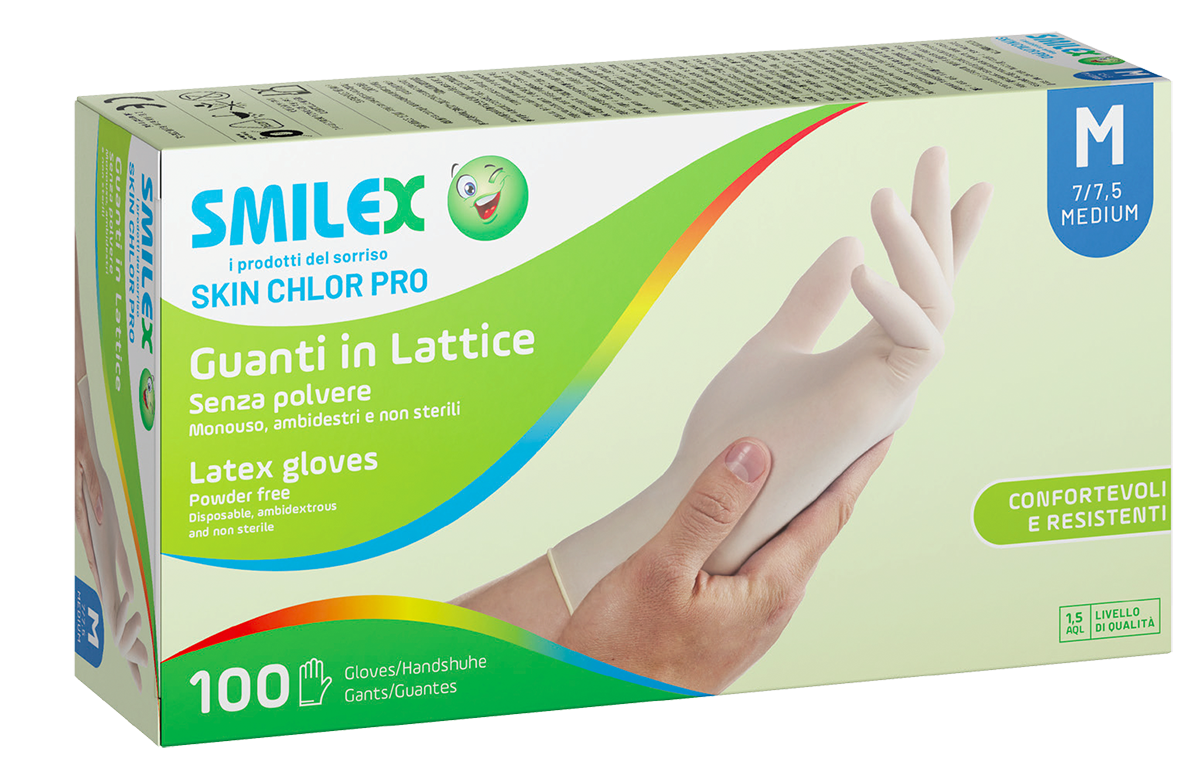 Guanti in lattice M senza polvere Smilex Skin Chlor da 100pz