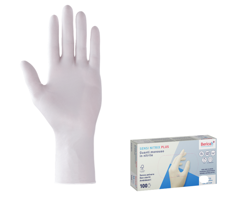Guanti in nitrile L bianco 27cm Plus SensiNitrix 100pz