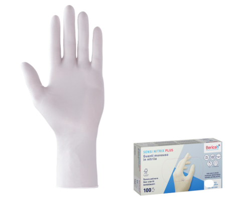 Guanti in nitrile L bianco 27cm Plus SensiNitrix 100pz
