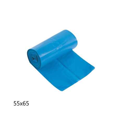 Rotolo sacchi spazzatura 55x65 Azzurro -15pz