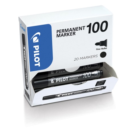 Pennarello Pilot Markers 100 indelebile nero punta tonda 4,5mm