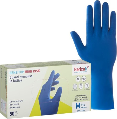 Guanti in lattice M ad alto spessore senza polvere da 50pz 14gr blu