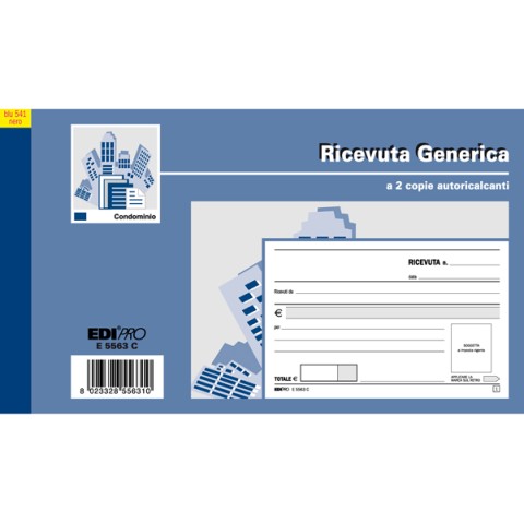 Blocco ricevute generiche 50 fogli/2 copie 9,9 x 17cm - E5563C