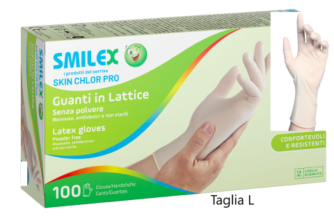 Guanti in lattice L senza polvere Smilex Skin Chlor da 100pz