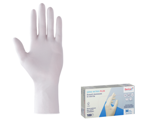 Guanti in nitrile M bianco 27cm Plus Sensi Nitrix da 100pz