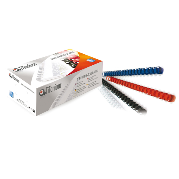 Dorsi a spirale 21 anelli 22mm nero Titanium conf. 50pz