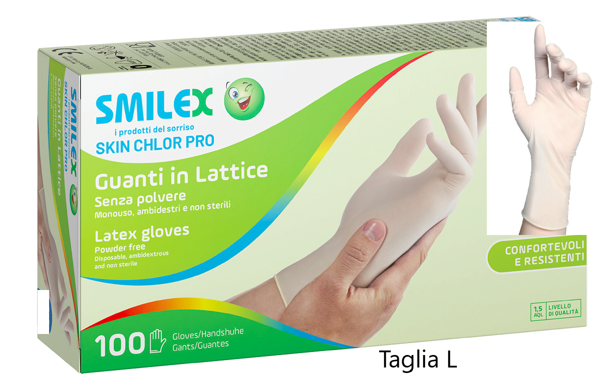 Guanti in lattice L senza polvere Smilex Skin Chlor da 100pz